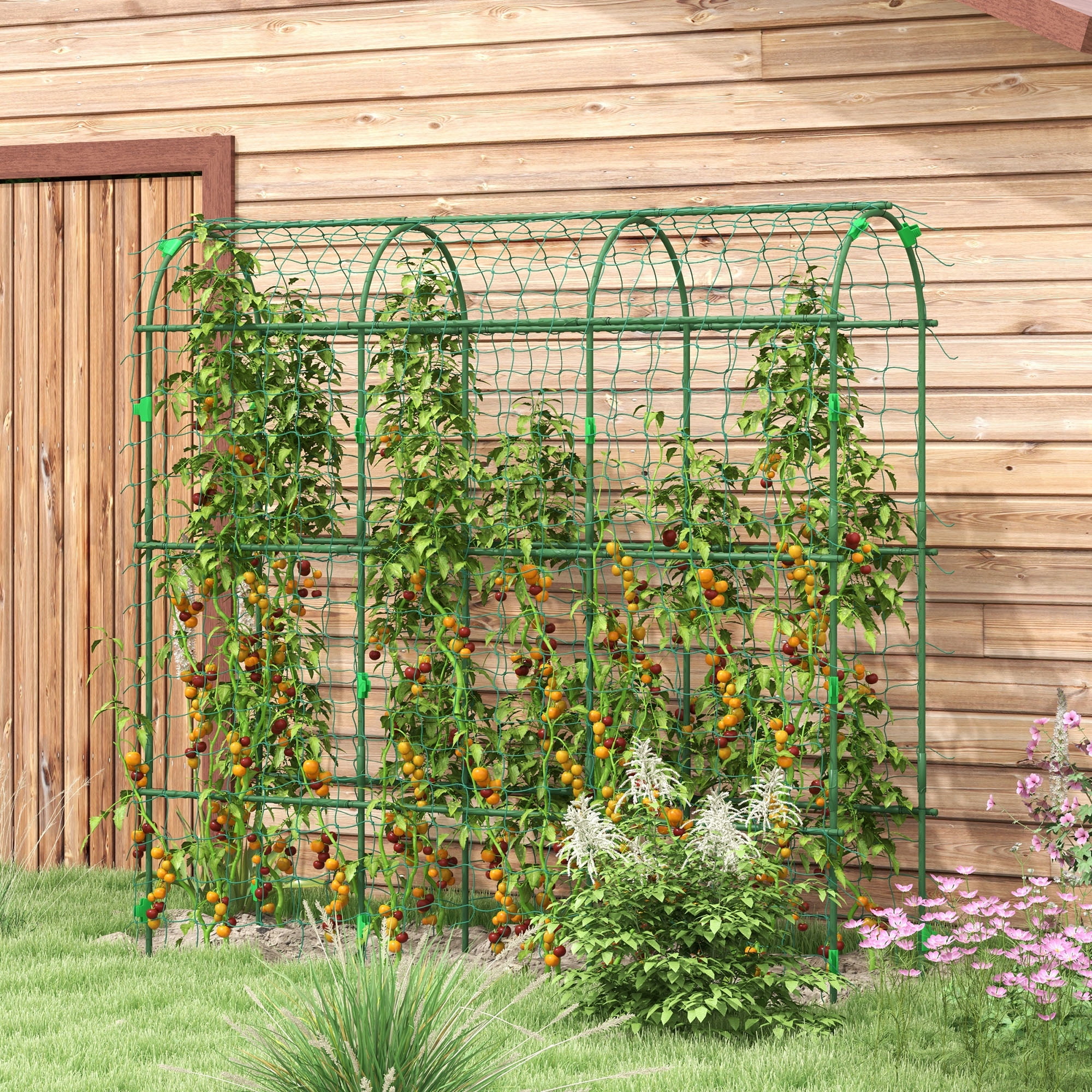 2 Pack Black Metal Garden Trellis For Climbing Plants - 86.2" X 19.7" Large Outdoor Plant Support