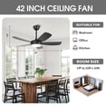 thumbnail image 6 of 42" Modern Black Dimmable Integrated LED Ceiling Fan with Light and Remote for Bedroom and Kitchen, 6 of 17