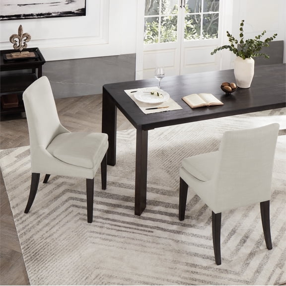 ReNest Upholstered Dining Chair Set of 2, Mid Century Modern Comfy Chair for Kitchen, Fabric in Linen