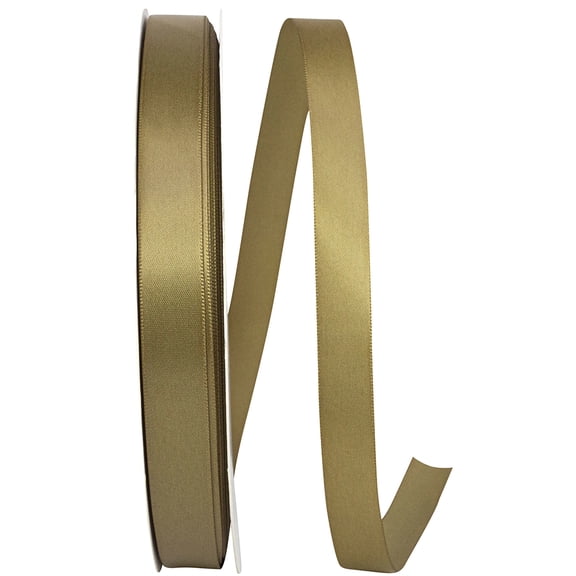 Reliant Ribbon - 5150-974-03C, Single Face Sfs Satin Ribbon, Antique Gold, 5/8 Inch, 100 Yards