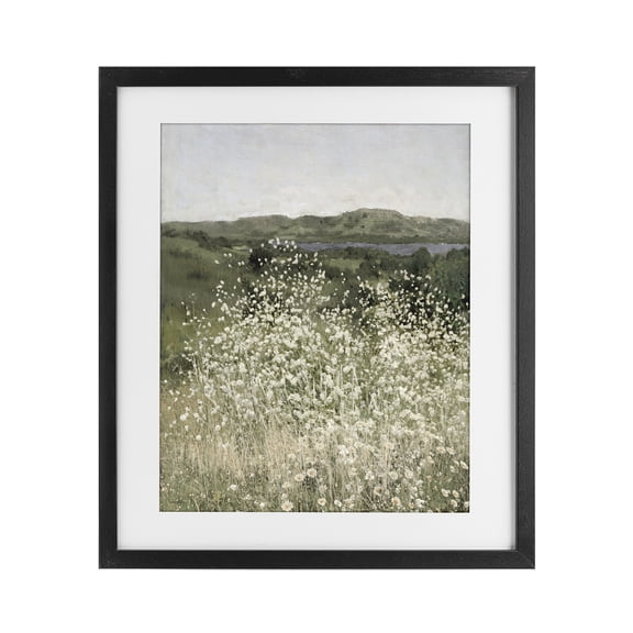 Stupell Industries Sunlit Meadow of White Daisies Black Framed Print Under Glass, design by Amber Sterling