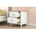 thumbnail image 4 of Cute Pine Nightstand with 2 Drawers and 4 Round Legs, End Table for Bedroom Small Space, Bedside Cabinet, Telephone Table, White & Pink, 4 of 8
