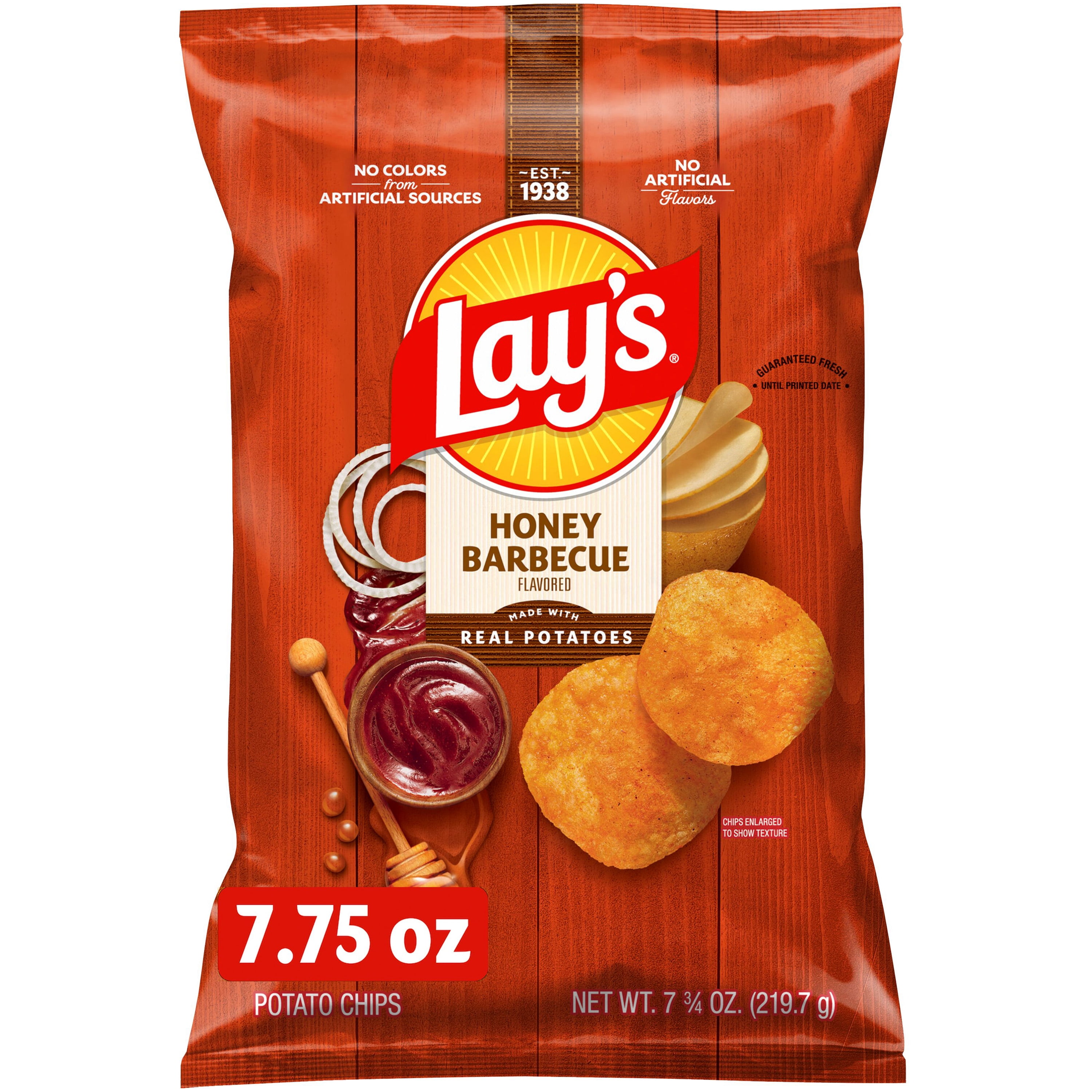 (4 pack) Lay's Honey Barbecue Potato Chips Bag, 7.75 oz
