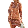 thumbnail image 2 of Vestido casual para mujer,Vestido floral para mujer Vestido floral con cuello en V 3/4 Vestido de playa para mujer Rendimiento lleno de energía, 2 of 6
