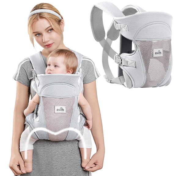 Babyltrl 4-in-1 Baby Carrier,Ergonomic Infant Carrier Baby Carrying Wrap Seat for Newborn Toddlers to 44 lbs,Unisex,Gray