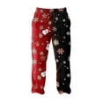 thumbnail image 4 of Fabrcox Christmas Men's Flannel Pajamas Bottoms Thick Warm Wide Leg Christmas Snowflake Santa Claus Casual Trendy Cozy Christmas Sleepwear Bottoms Black M, 4 of 5