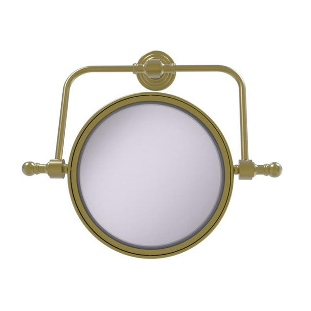 Allied Brass RWM-4-5X-SBR Retro Wave Collection Wall Mounted Swivel Make-Up Mirror 8 in. Diameter with 5X Magnification, Satin Brass