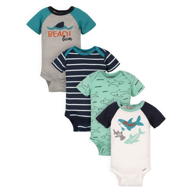 Gerber Gerber Baby Boys Short Sleeve Onesies Bodysuits, 4Pack