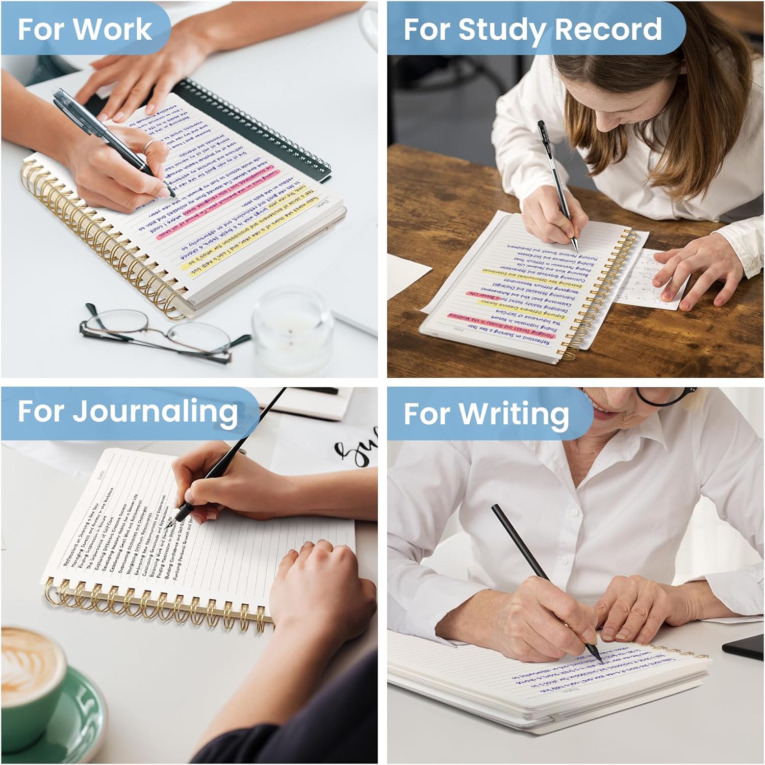 Lined Spiral Notebook Journal for Work, 300 Pages Thick B5 (7.1"x10") College Ruled Journal for Women & Writing, Hardcover Notebook for Note Taking, Perfect for Office Home School, Perfect for