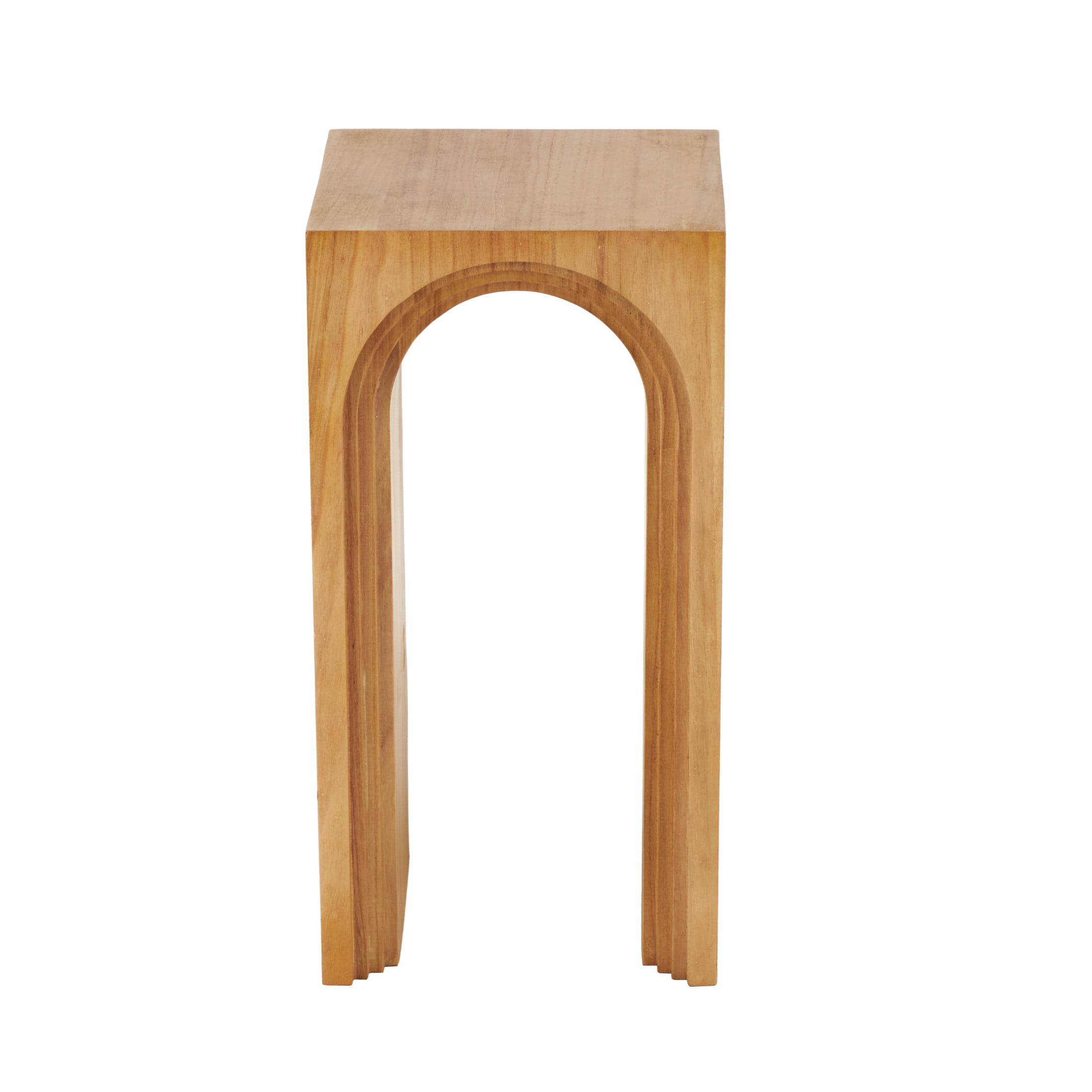 DecMode 12" x 24" Brown Wood Cutout Arch Accent Table, 1-Piece