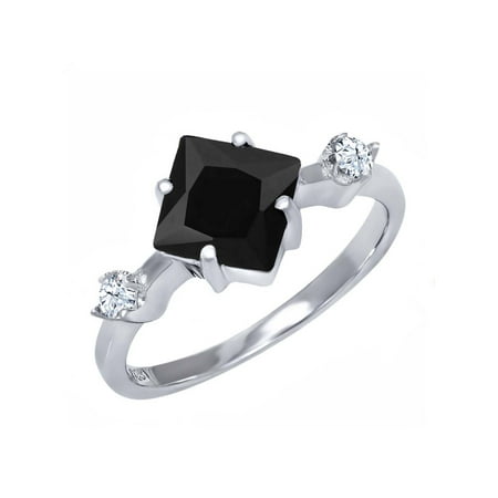 1.60 Ct Princess Cut Black Onyx 925 Sterling Silver Ring