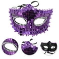 thumbnail image 3 of Unique Bargains Halloween Christmas 1 Pc Crystal Beaded Half Face Party Mask for Masquerade Party Purple, 3 of 5