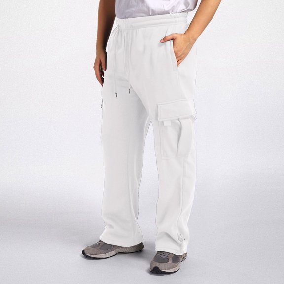 Work Pants for Men Casual Pants Men's Fitness Running Pants Lace Up Loose Waist Wide Foot Solid Color Pocket Loose Wool Sweatpants XXL