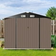 thumbnail image 4 of Outdoor Storage Shed, 8.5x5.6 FT, Metal Storage Shed with Door & Lock, Steel Utility Tool Shed with Base Frame for Backyard Garden Patio Lawn, Brown, 4 of 7