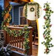 thumbnail image 6 of Ywbawe 6ft Christmas Rattan Pin Needle Artificial Eucalyptus Vine with Red Berries Garland for Party Home Decoration, 1 Pack, 6 of 17