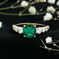thumbnail image 3 of Rosec Jewels Lab Created Emerald Solitaire Ring with Moissanite Side Stones for Women - 8 mm, 10K Yellow Gold, US 10.50, 3 of 7