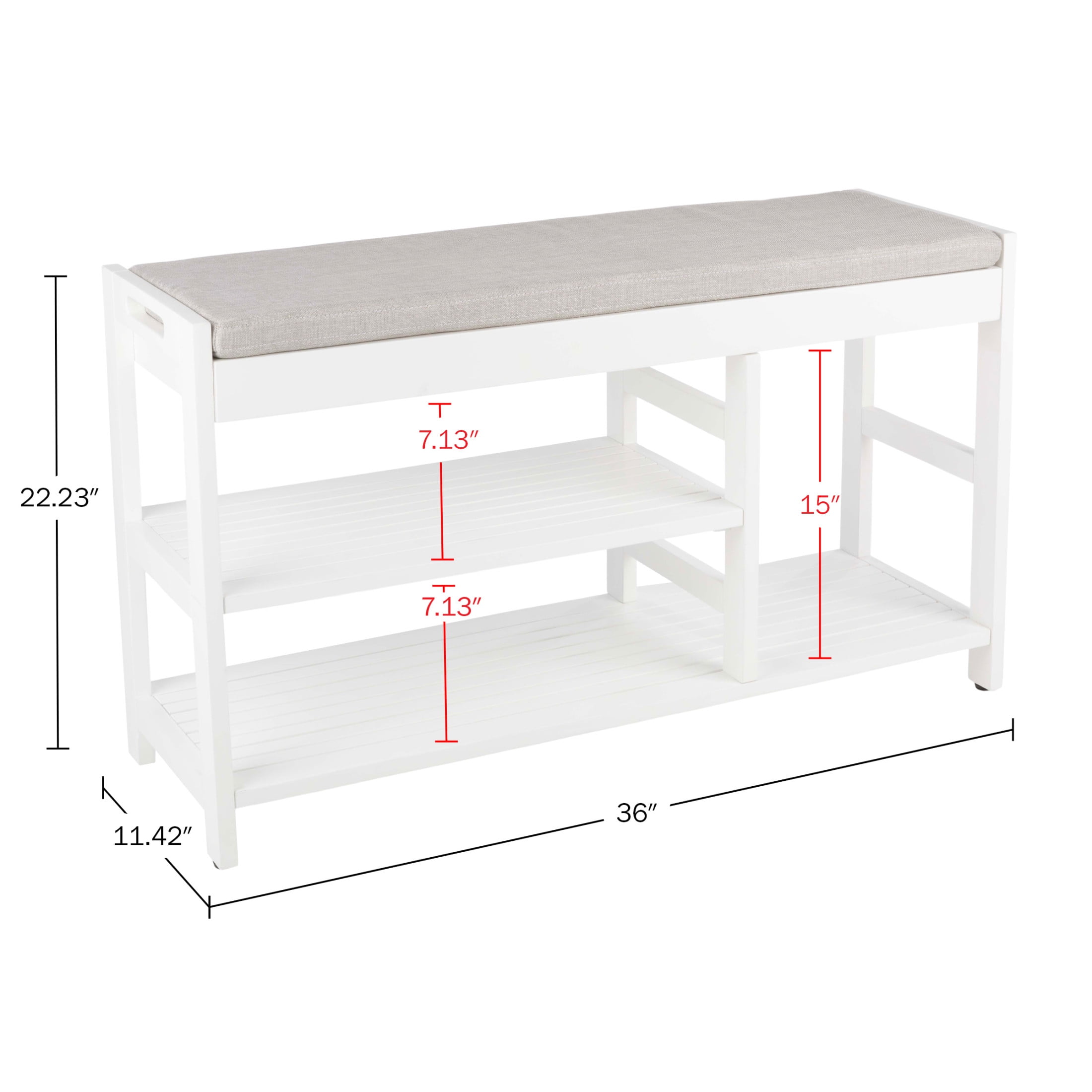 Lavish Home 3-Tier Shoe Bench with Cushioned Seat for Entryway (White)