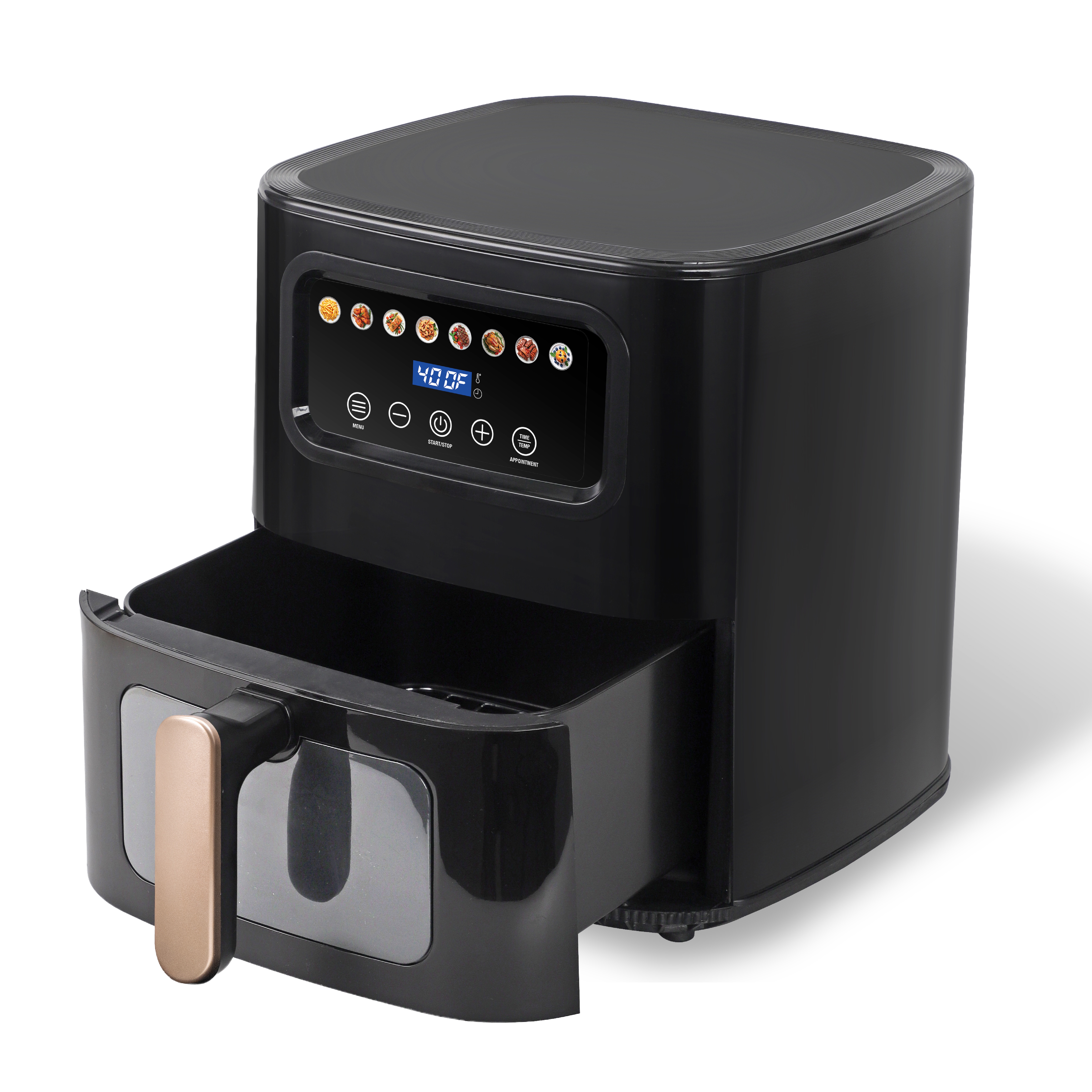 Cook With Color Digital Air Fryer, 5.2Qt Basket, 1400W, 8 Presets, Black