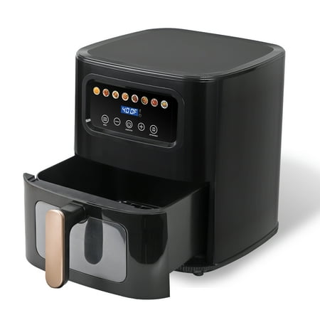 Cook With Color Digital Air Fryer, 5.2Qt Basket, 1400W, 8 Presets, Black