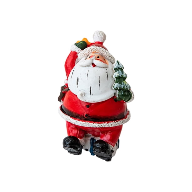 Decoraciones de la Mesa de Navidad Santa Claus Festivo Y Muñeco de Nieve Figuras Conjunto, Resina Roja 7x6x6cm Ideal para Piezas Centrales Mantel Displays Arreglos de Vacaciones, Agrega Alegría de Vac