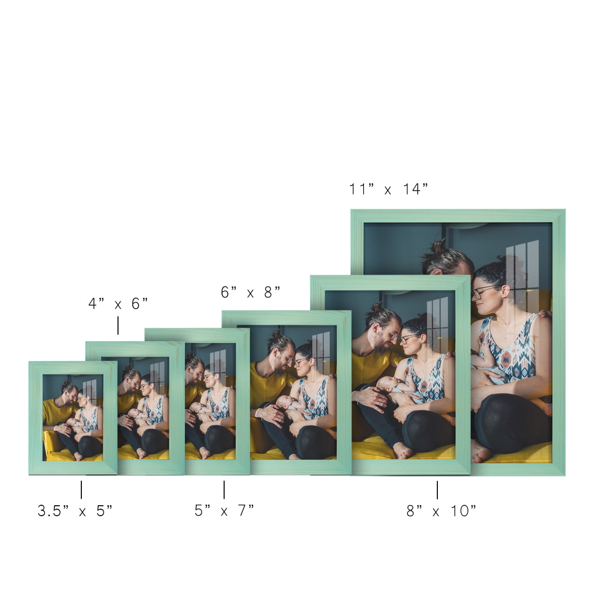 5x7 Wood Grain Picture Frame - Palegreen