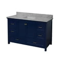 thumbnail image 2 of Paige 60" Single Bathroom Vanity with Royal Blue Cabinet and Carrara Marble Top, 2 of 6