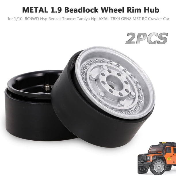 1.9 "2 piezas Modelo Simulación Metal Reemplazo Durable Compatible Actualizaciones 1/10 RC Plata Macarena Ruedas de coche