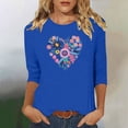 thumbnail image 2 of Charella Women's Floral Printed Tops Flower Graphic Tee Casual Crew Neck 3/4 Sleeve Shirts Loose Fit Clothes (3XL, Blue 3), 2 of 6