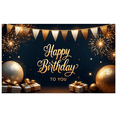 thumbnail image 2 of Gold Theme Happy Birthday Banner Decorative Fireworks Balloon Design Celebration Backdrop Durable for Birthday Party Indoor Decoration Holiday Celebration, 2 of 7