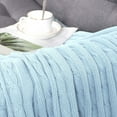 "PiccoCasa Cozy Comfort 47""x70"" Cotton Cable Knitted Throw Blanket, Light Blue" - Walmart.com