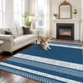 thumbnail image 3 of Vintage Demin Blue Striped Area Rug 5x7 Washable Rug Non Slip Farmhouse Modern Stripes Boho Large Area Rug Soft Stainresistant Indoor Floor Carpet for Living Room Bedroom Office Dining Room Nursery, 3 of 9
