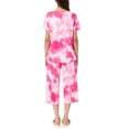 thumbnail image 3 of Conjunto de pijama para mujer INSPIRE CHIC, de tie dye, con pantalones capri de manga corta y bolsillos, color rosa rojo, talla M, 3 of 6
