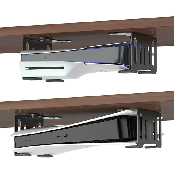 Soporte horizontal para debajo del escritorio para PS5, Slim y Pro. Soporte metálico de montaje oculto compatible con la consola PS5 Disc Edition y Digital Edition
