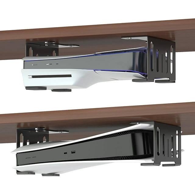 Soporte horizontal para debajo del escritorio para PS5, Slim y Pro. Soporte metálico de montaje oculto compatible con la consola PS5 Disc Edition y Digital Edition