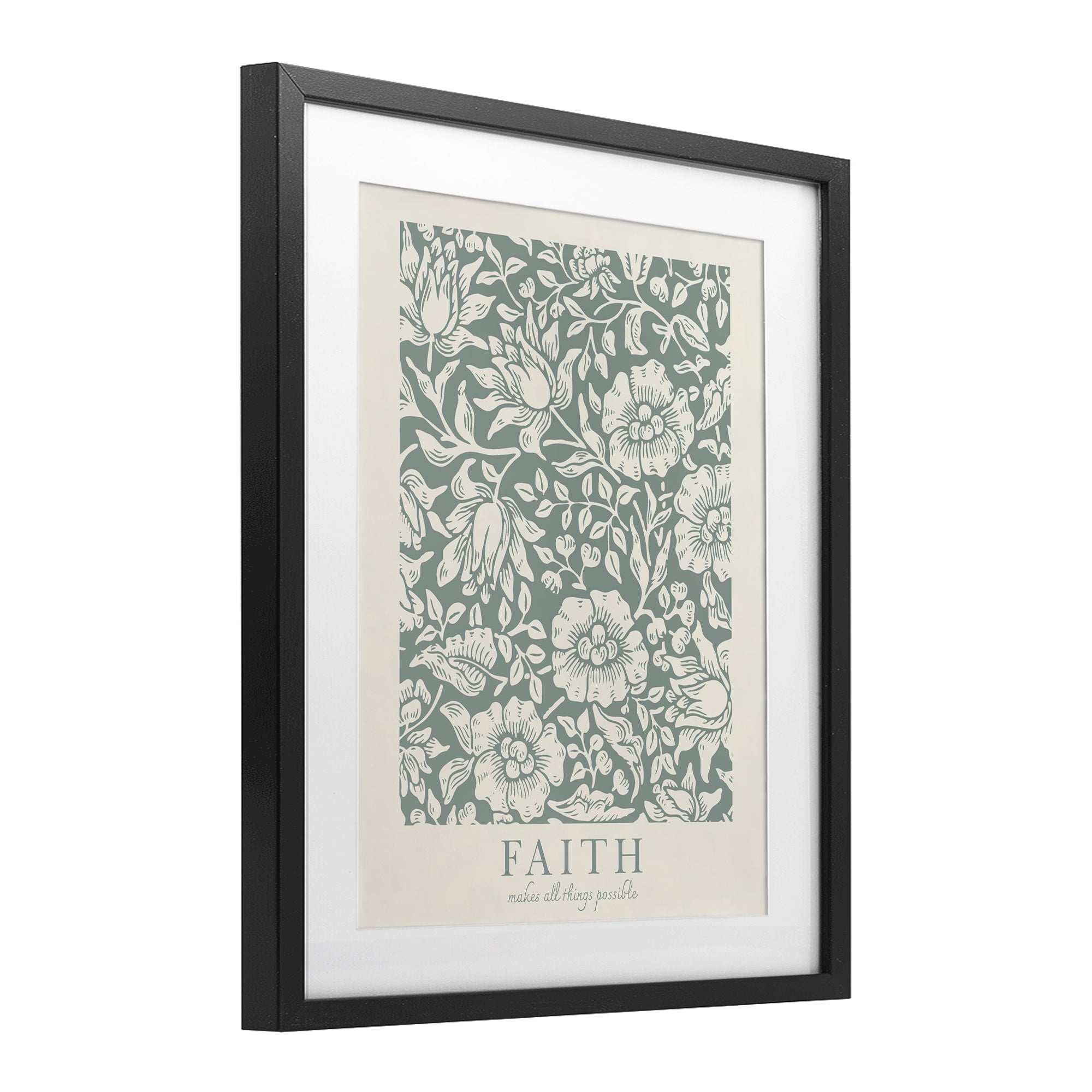Stupell Industries Faith Quote with Floral Pattern Black Framed Print Under Glass, design by Wild Apple Portfolio