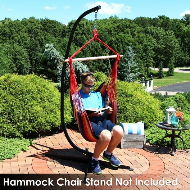 Sunnydaze Hanging Rope Hammock Double Cushion Hanging Chair Swing for Backyard and Patio 265 lb Weight Capacity Sunset 2 Pack Walmart