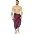 thumbnail image 2 of HAPPY BAY Men's Pareo Bath Trunk Swimming Dashiki Sarong Beach Wrap One Size Wine, Palm Tree Summer Vacation Party, 2 of 5