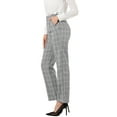 thumbnail image 4 of INSPIRE CHIC Women's Plaid Elastic Waist Button Zipper Straight Leg Long Pants S Gray, 4 of 6