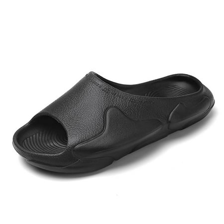 

Lopsie Womens Mens Slippers Non-Slip Quick Drying Open Toe Thick Sole Black