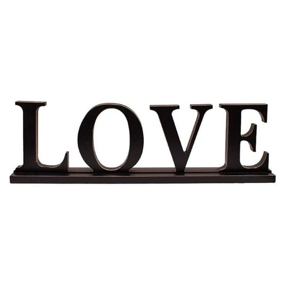 Black Wood Love Sign Standing Block Letters Sign Rustic Freestanding Wood Word Decor Decorative Love Table Sign Cutout Word Art love Shelf Decor (Black Love Sign)