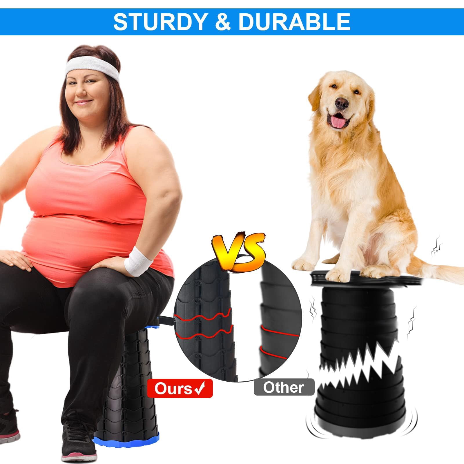 Doseno Upgraded Foldable Stool with Load Capacity 550lbs, For Fishing,Hiking Tours,Parties(blue)