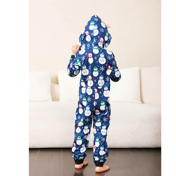 Pjs pour Filles 10 12 Ans Garcons Filles Noel Mode Mignon Bonhomme de Neige Imprime Neige Combinaison en Peluche Famille Parent Enfant Kid Pyjamas