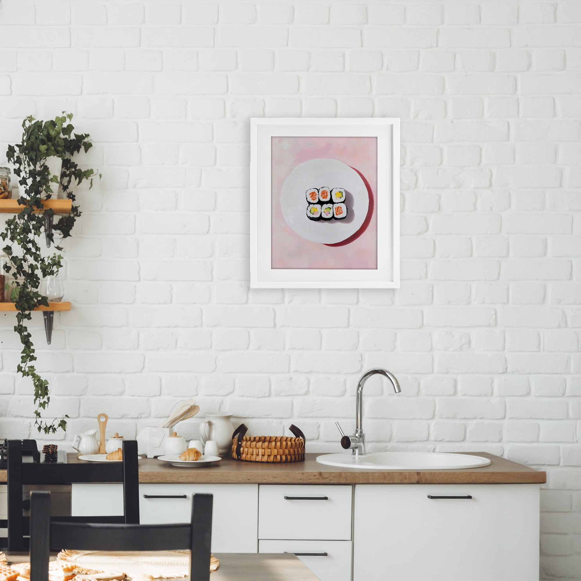 Stupell Industries Sushi Rolls on Plate White Framed Print Under Glass, design by The Prints Vibe