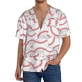 thumbnail image 1 of Balery Baseballs Men's Casual Button Down Shirt Short Sleeve Textured Summer Cuban Beach Shirts-3X-Large, 1 of 5