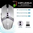 thumbnail image 3 of T12 Wireless Gaming Mouse Rechargeable, 2.4g Silent Optical Wireless Computer Mouse With Changeable LED Light Compatible With Laptop PC, 7 Buttons, 3 of 5