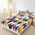 thumbnail image 4 of jejeloiu Abstract Minimalist Geometric Bed Sheets,Colorful Rhombus King Sheets For Girls Kids 4 Pieces, 4 of 7
