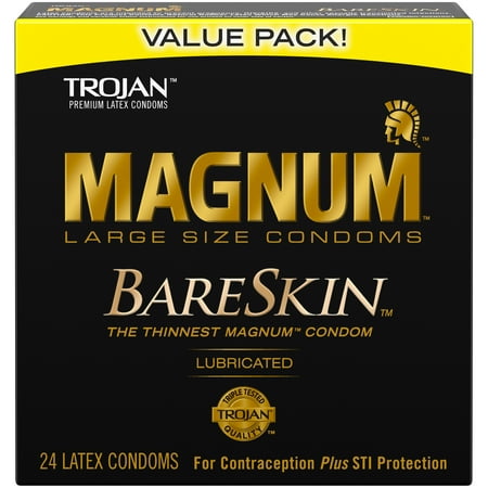 TROJAN MAGNUM BARESKIN Large Size Condoms, 24 (Best Condoms For Girls)