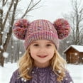 thumbnail image 2 of REDARER Kids Knitted Winter Hat with Lining & Double Pom Poms | Cute Warm Beanie for Cold Weather,One Size, 2 of 4