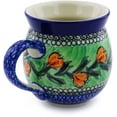 thumbnail image 2 of Polish Pottery Bubble Mug 12 oz Polmedia Tulip Wreath Theme UNIKAT Hand Painted in Boleslawiec, Poland + Certificate of Authenticity, 2 of 6