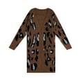thumbnail image 4 of Ladies Winter V Neck Leopard Print Long Cardigan Knit Sweater Coat winter coats for women, 4 of 5